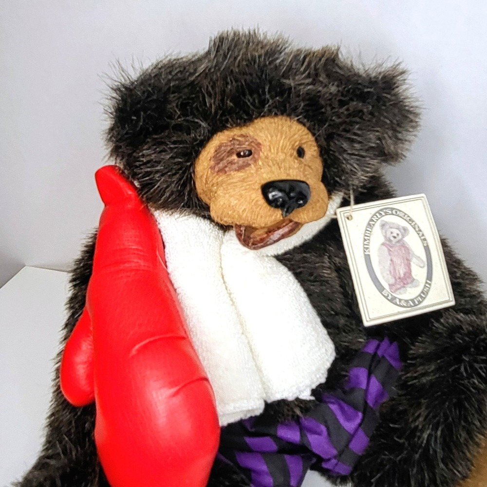 Kimbearly Originals A&A Plush Champ Boxer Teddy Bear Red Gloves Brown 10.5in